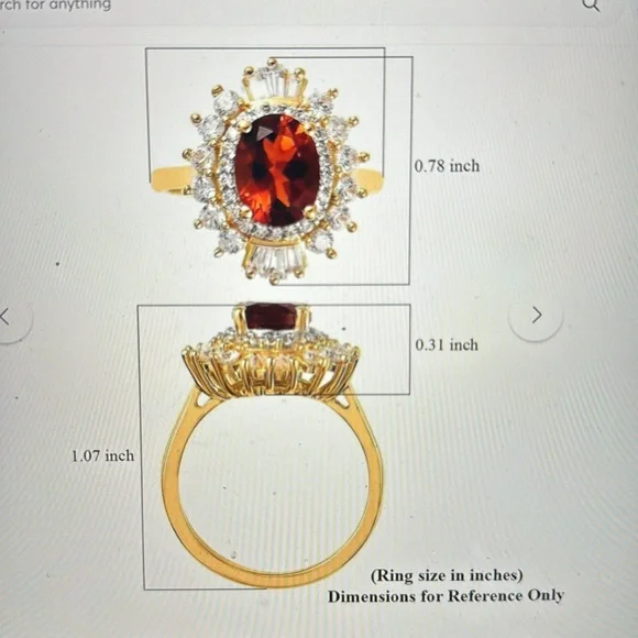 Premium Brazilian Cherry Citrine & White Zircon Cocktail Ring in Vermeil Yellow - Picture 10 of 10